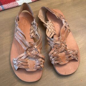Free People Braided Sandals Leather Woven 38